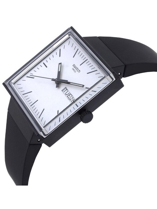 NWT Swatch What If...Black Quartz White Dial Unisex Watch